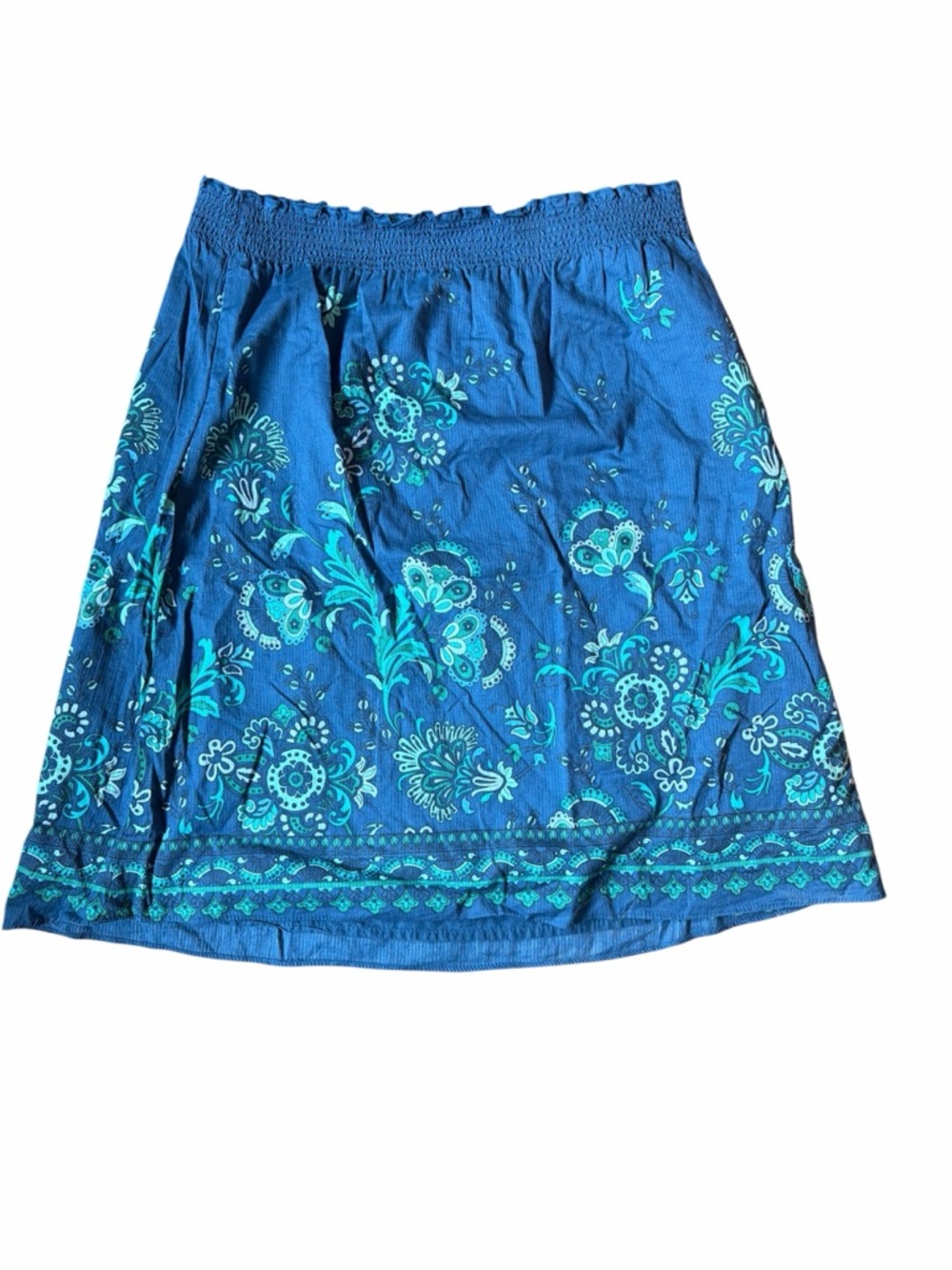 Whimsical Floral Print Elastic Waist Skirt M